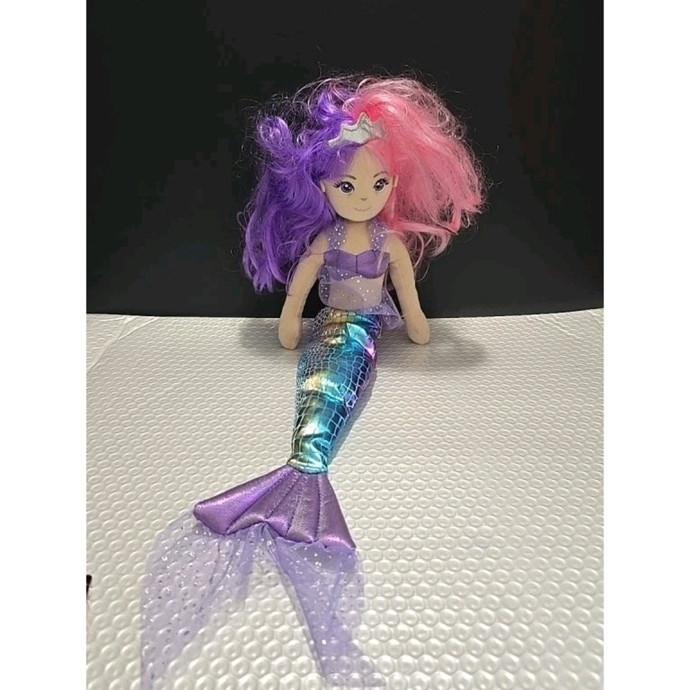Aurora Sea Sparkles Sea Iris Mermaid Doll Pink and Purple Hair 18/20in Plush Toy